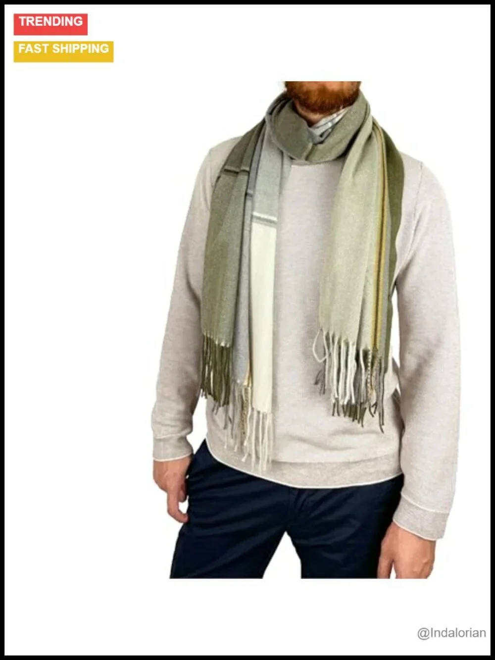 Reversible Elegant Cashmere Feel Men's Scarf for Spring Fall Winter